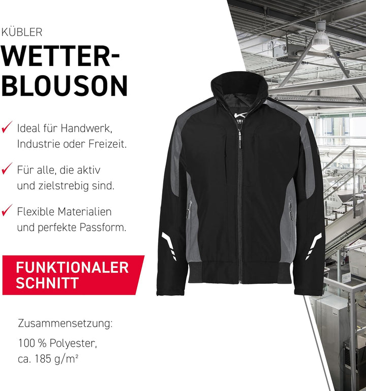 KÜBLER Workwear KÜBLER WEATHER Wetterbundjacke schwarz, Grösse S, Unisex-Wetterbundjacke aus Mischge
