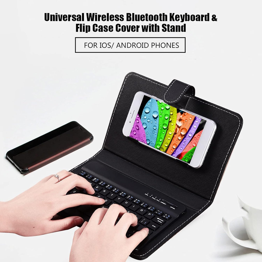 Topiky Telefon Universal Wireless Bluetooth Tastatur, Flip Magnetic Leather Travel Tragetasche mit S