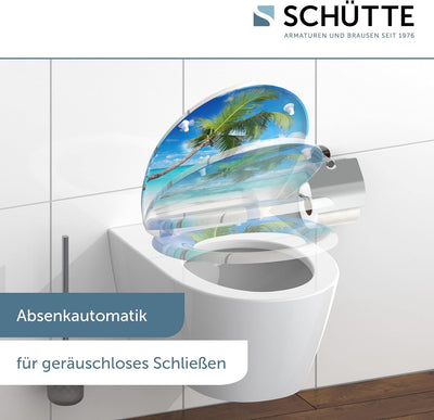 SCHÜTTE WC-Sitz Duroplast CARRIBEAN, Toilettensitz mit Absenkautomatik und Schnellverschluss für die