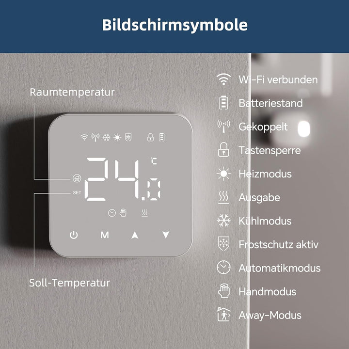Beok Thermostat Fussbodenheizung WiFi Für Wasser Fussbodenheizung und Gaskessel, Tuya Smart Raumther