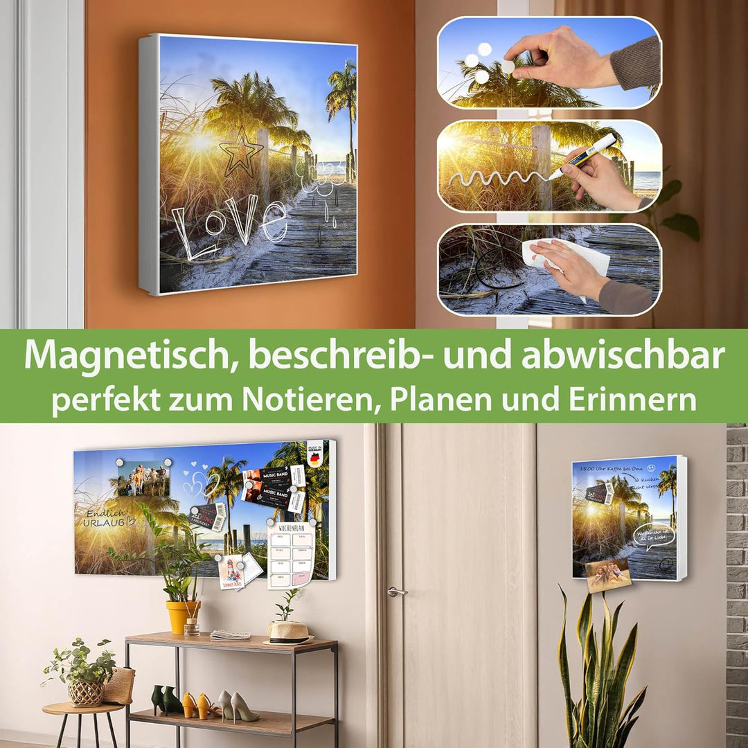 banjado Grosser Schlüsselkasten Glas - Schlüsselbox 30x30cm mit 50 Haken - Schlüsselkasten modern fü