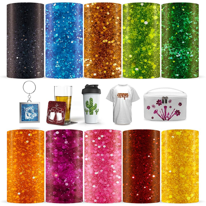 Glitter Infusible Transfer Ink Sheets 10 Stück/Set, Unschmelzbare Transfer-Tintenblätter 30.5 x 30.5