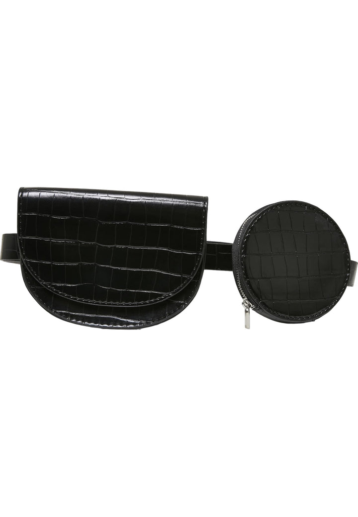 Urban Classics Unisex Croco Synthetic Leather Double Beltbag Schwarz Einheitsgrösse, Schwarz Einheit