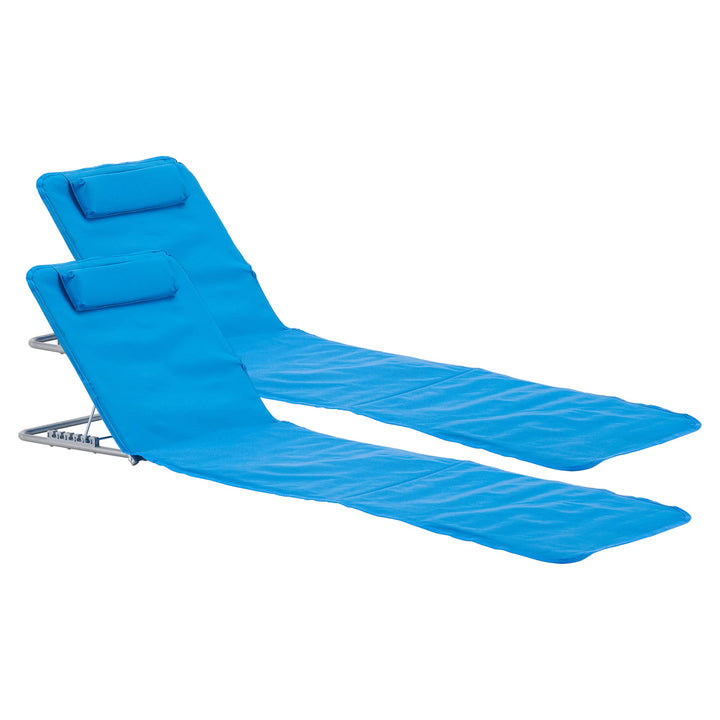 [en.casa] Strandmatte Cellorigo 2er Set Strandliege klappbar Blau Sonnenmatte mit 5-Fach Verstellbar