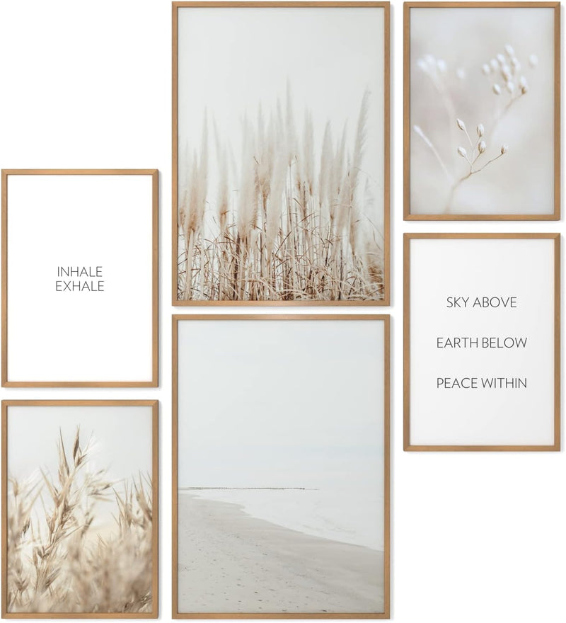 Papierschmiede® Mood Poster Set Pampas White, Bilder Set mit Rahmen (Farbe wählbar) Wohnzimmer Deko