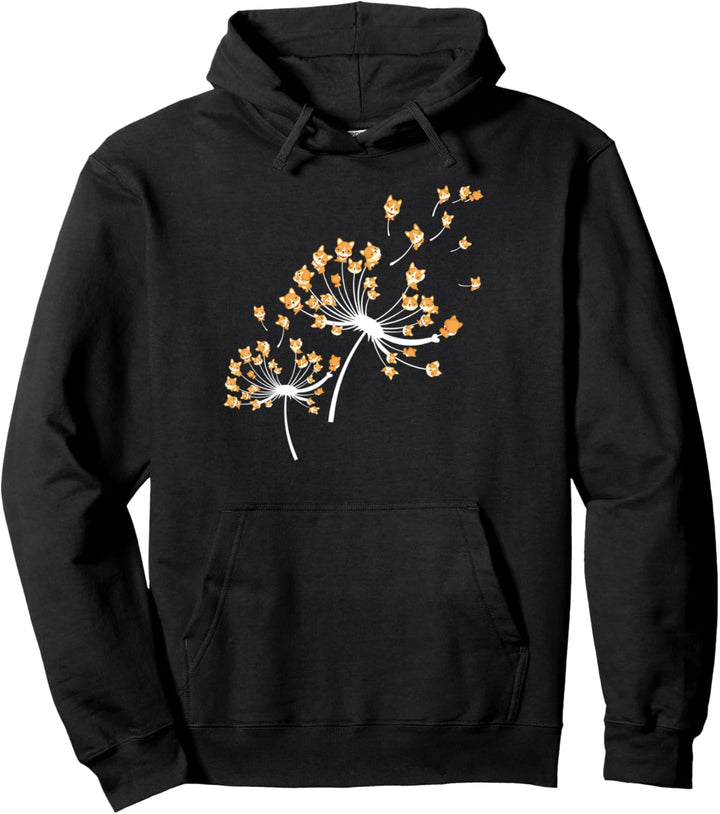 Corgi Flower Fly Dandelion Funny Dog Owner Lover Pullover Hoodie