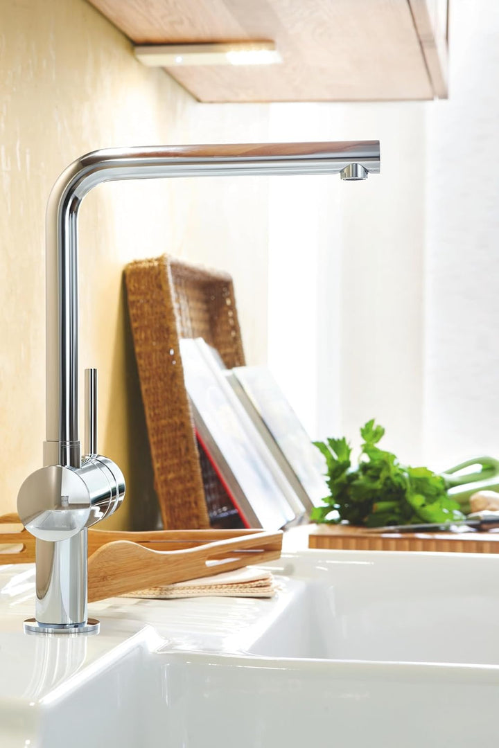 GROHE Minta - Einhand-Spültischarmatur (L-Auslauf, Einlaufmontage, schwenkbarer Rohrauslauf, flexibl