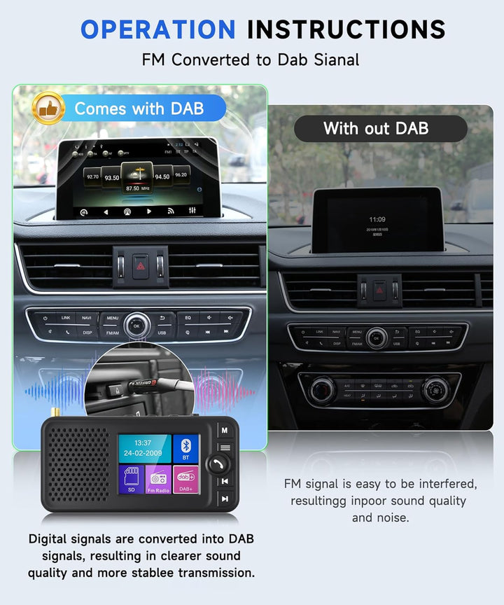 DAB+ Digitalradio mit Bluetooth und 1500mAh Wiederaufladbare Batterie, Tragbares Digitalradio mit 2,