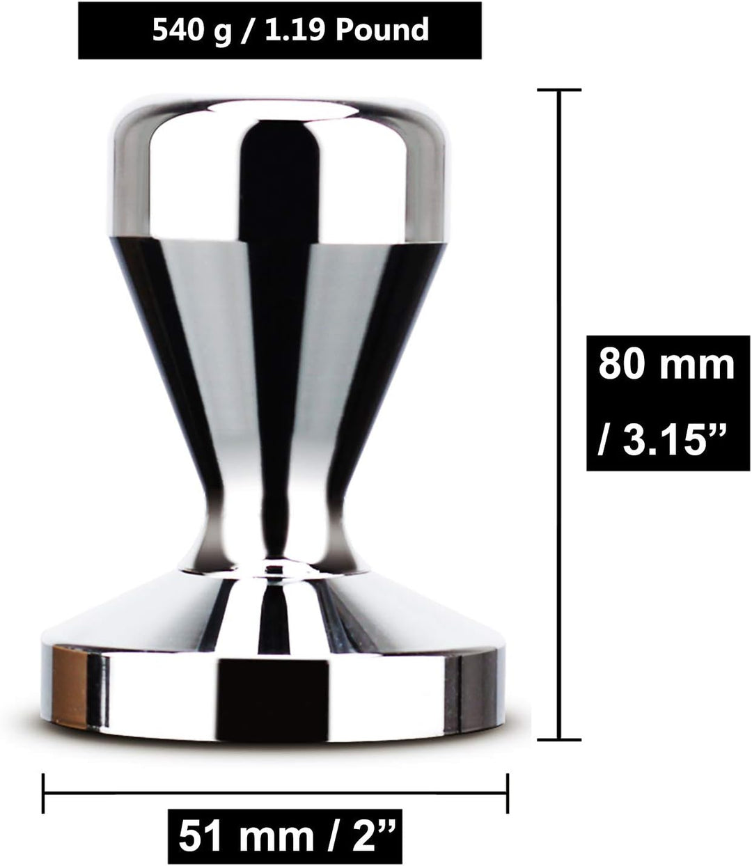Kaffee Tamper Kaffeemehlpresser Kaffeebohnenpresse Verchromt (51mm / 2") 51 mm, 51 mm