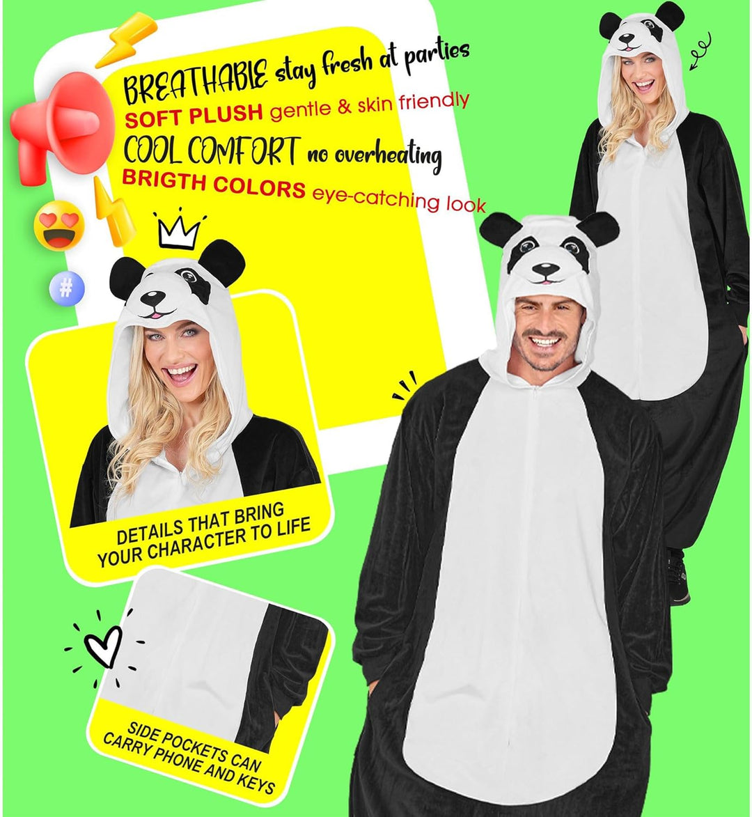 W WIDMANN MILANO Party Fashion - Tier Overall für Erwachsene, weicher Plüsch Jumpsuit mit Kapuze, Ti