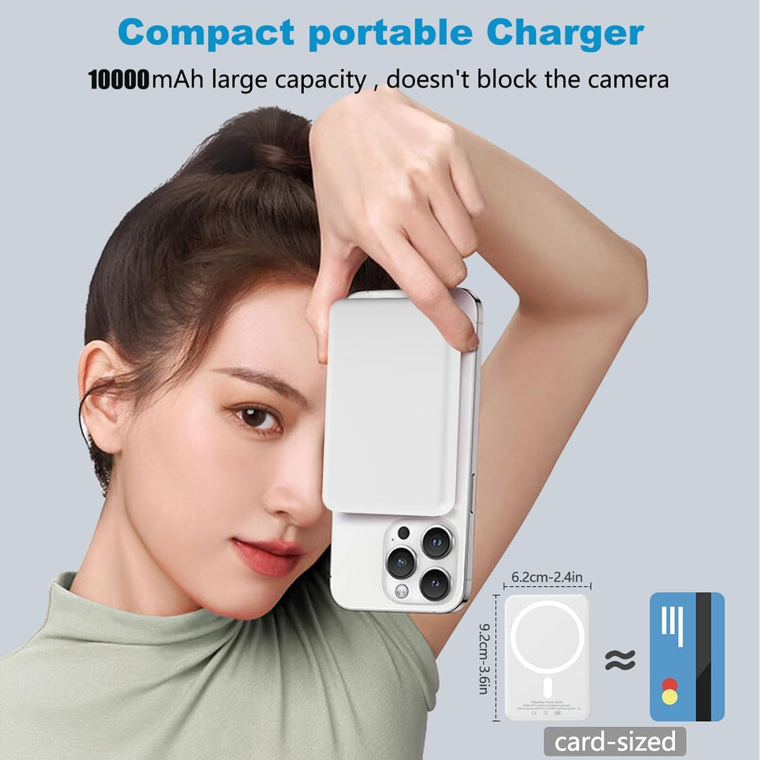 Powerbank für iPhone, Magnetische Wireless Power Bank 10000mAh Schnellladefunktion Ladegerät, Kabell