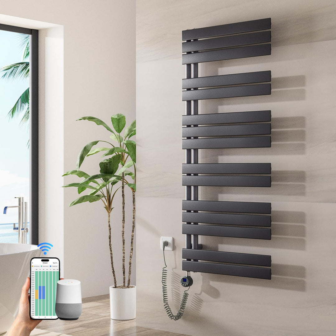 Heilmetz Badheizkörper Elektrisch WiFi 1385 x 600 mm,Flach Bad Heizkörper mit Digitalem Thermostat,