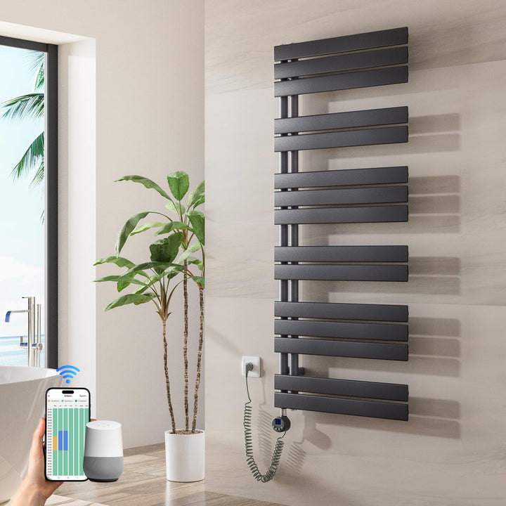 Heilmetz Badheizkörper Elektrisch WiFi 1385 x 600 mm,Flach Bad Heizkörper mit Digitalem Thermostat,