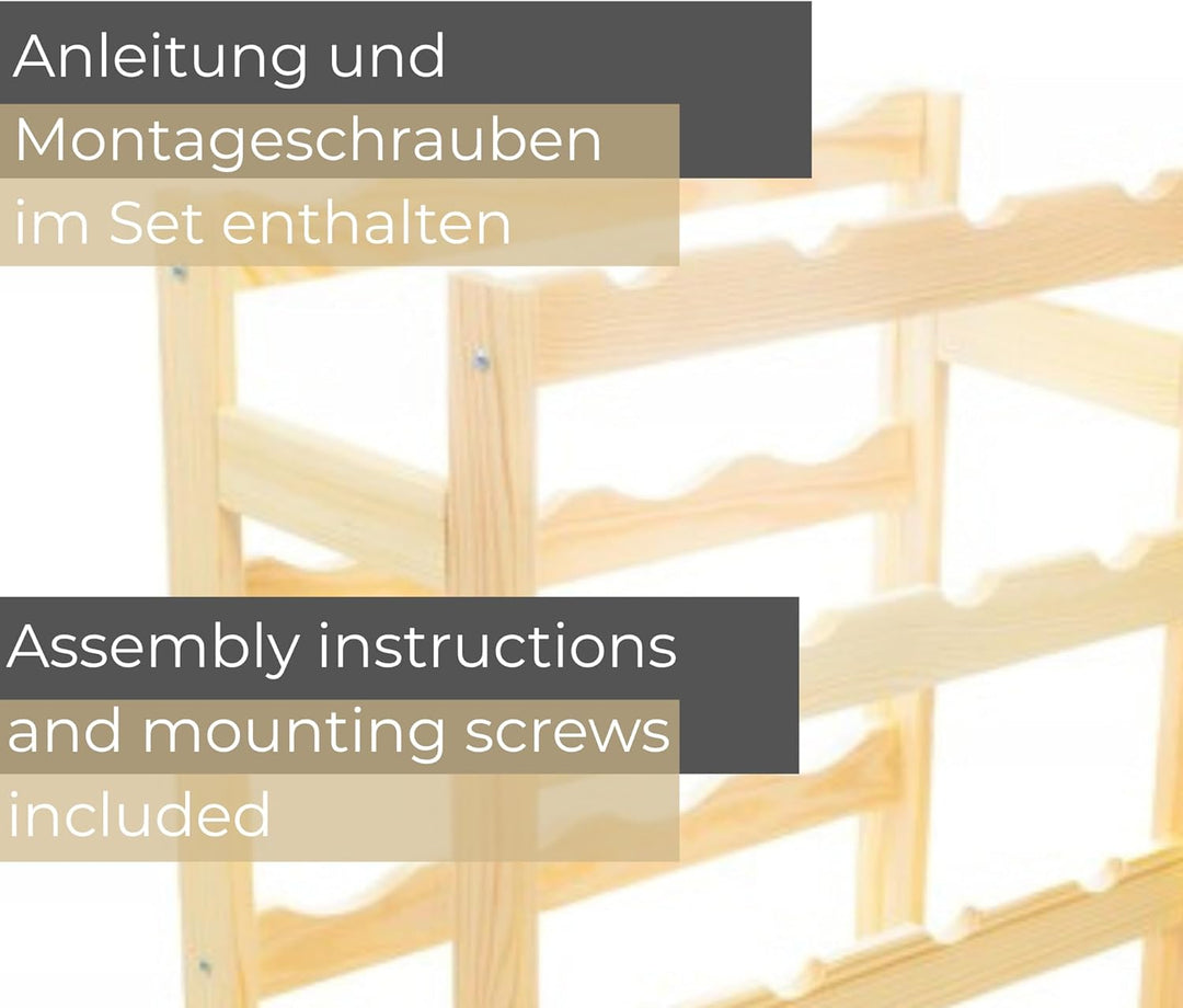 Weinregal Holz 20 Flaschen Natur 44x70x25 cm Wine Rack Regal Flaschenregal Weinflaschenregal Getränk