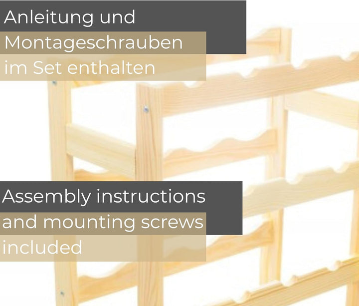 Weinregal Holz 20 Flaschen Natur 44x70x25 cm Wine Rack Regal Flaschenregal Weinflaschenregal Getränk