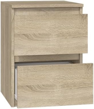 VBChome Nachttisch 30 x 30 x 40 cm Eiche Sonoma Nachttisch mit 2 Schubladen für das Schlafzimmer Gri