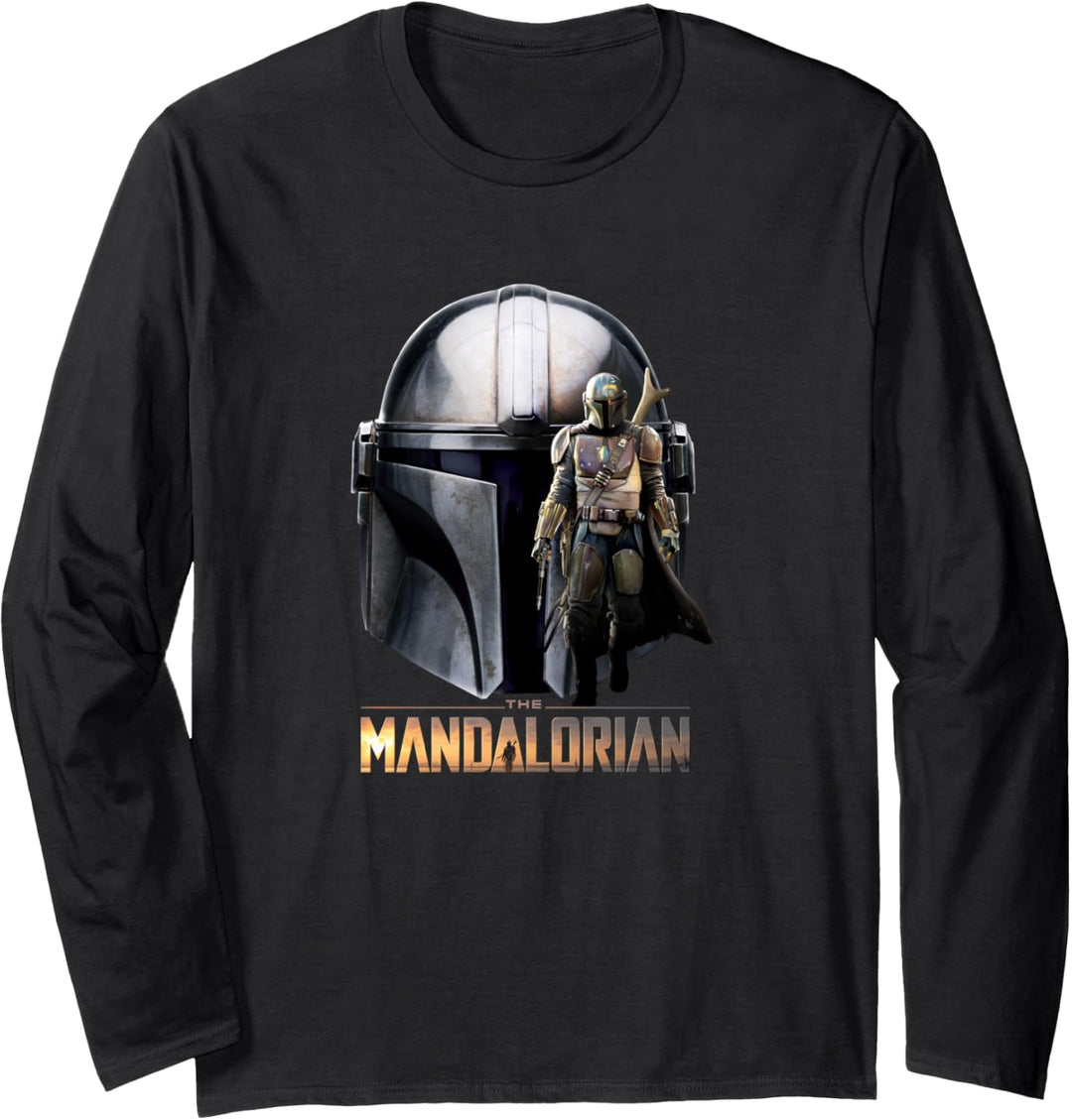 Star Wars The Mandalorian Helmet Portrait Mashup Langarmshirt