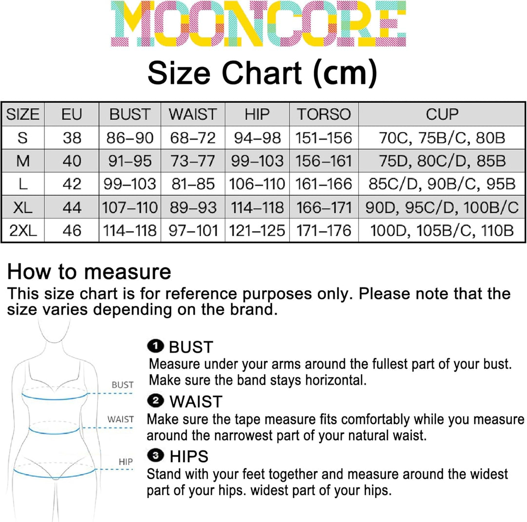 Mooncore Damen zweiteilig Badeanzug Tankini Set V-Ausschnitt Bademode Push Up Elegant Neckholder Bad