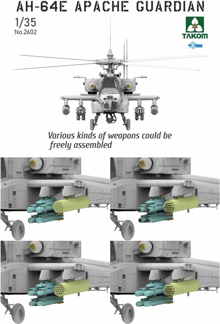 Tacom 1/35 US Army AH-64E Apache Guardian Attack Hubschrauber Kunststoff Modell TKO2602 geformte Far