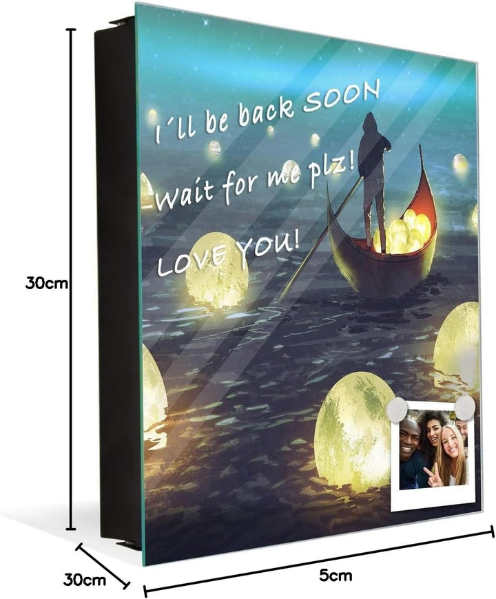 Dekorative Key Box mit magnetischer, trocken abwischbarer Glastafel K14 Weltliche Motive: Starry Lak
