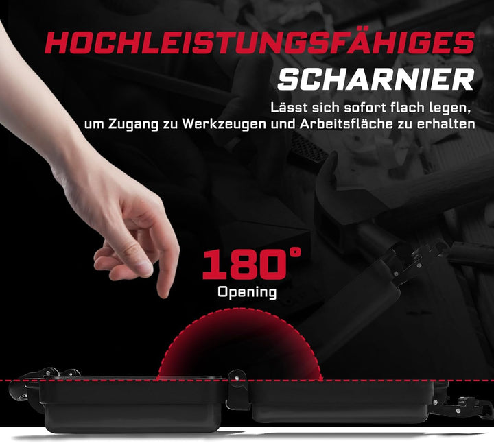 Schwarzer Werkzeugkasten, Tragbarer, Robuster Werkzeugkoffer aus Stahl mit Sicherheitsverschluss und