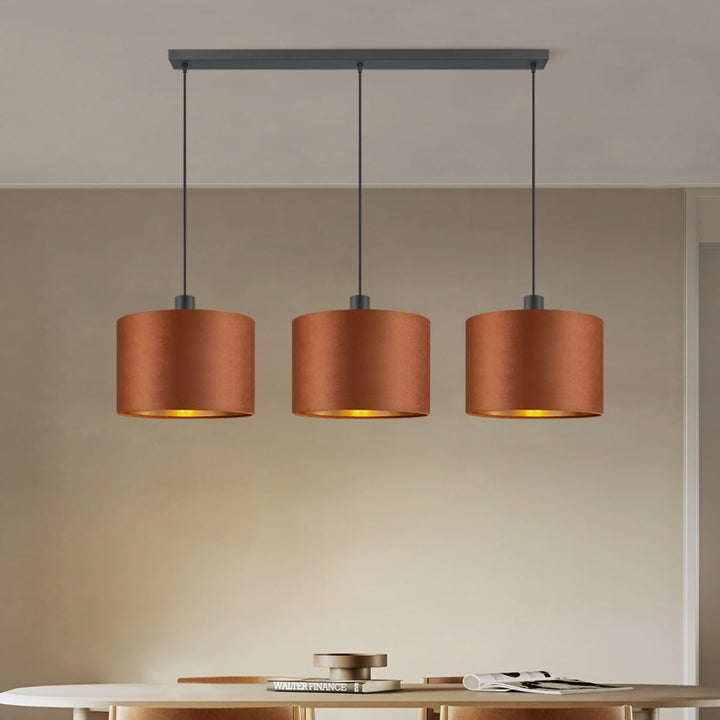Home Sweet Home Samtlampenschirm VELVET, braun + gold | 30 cm grosse trommelförmige E27-Lampenschirm