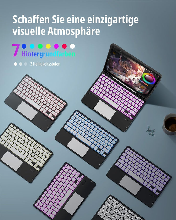CACOE Hülle Tastatur Kompatibel mit Samsung Galaxy S10 Lite 5G / S10 FE / S9 FE / S9 10.9 Zoll/11 Zo