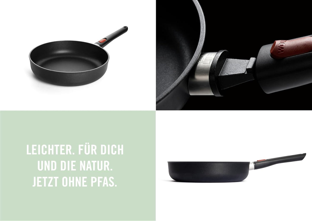 Woll Eco Lite QXR Hochrandpfanne - Induktiv - Ø 28 cm, 7 cm hoch, mit abnehmbarem Stiel - Geeignet f