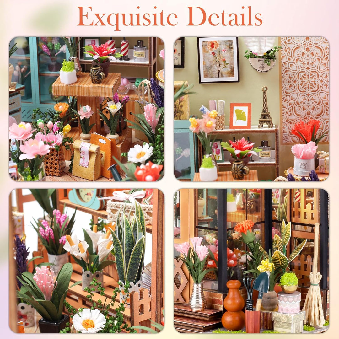 DIY Miniatur Haus, Blumenladen Handwerk Puppenhaus Kit Modell Puppenhaus Bastelset Geburtstag Gesche