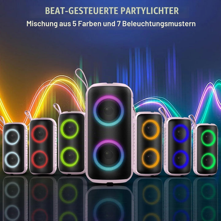 Hupoaf Bluetooth Lautsprecher mit Licht, Neues Musikbox Tragbarer Bluetooth Box mit 52mm Durchmesser
