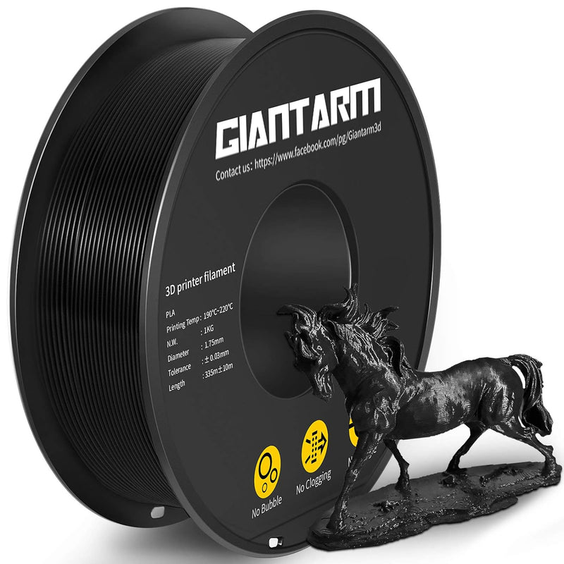 PLA Filament 1.75mm, GIANTARM 3D Drucker Filament PLA Schwarz 1kg Spool A-schwarz, A-schwarz