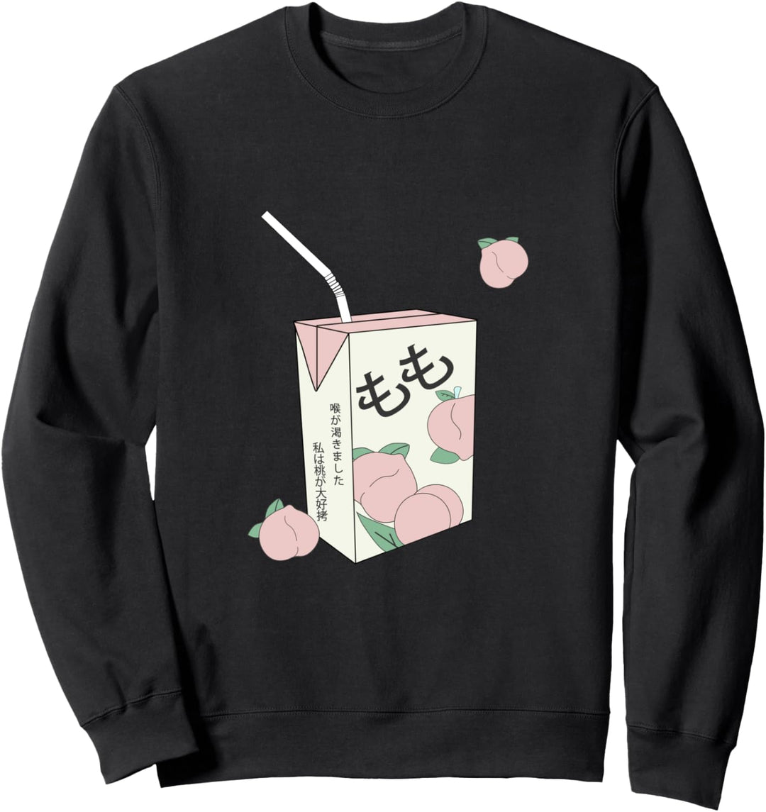 90er Jahre japanischer Text Ästhetisch Peach Juice Otaku Anime Kawaii Sweatshirt