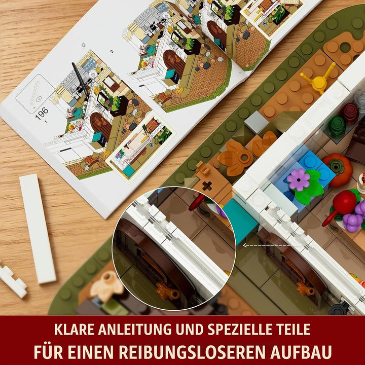LUMIBRICKS Halloween Herbst Bauernhaus Bauset mit LED-Kürbis, 1557 Teile