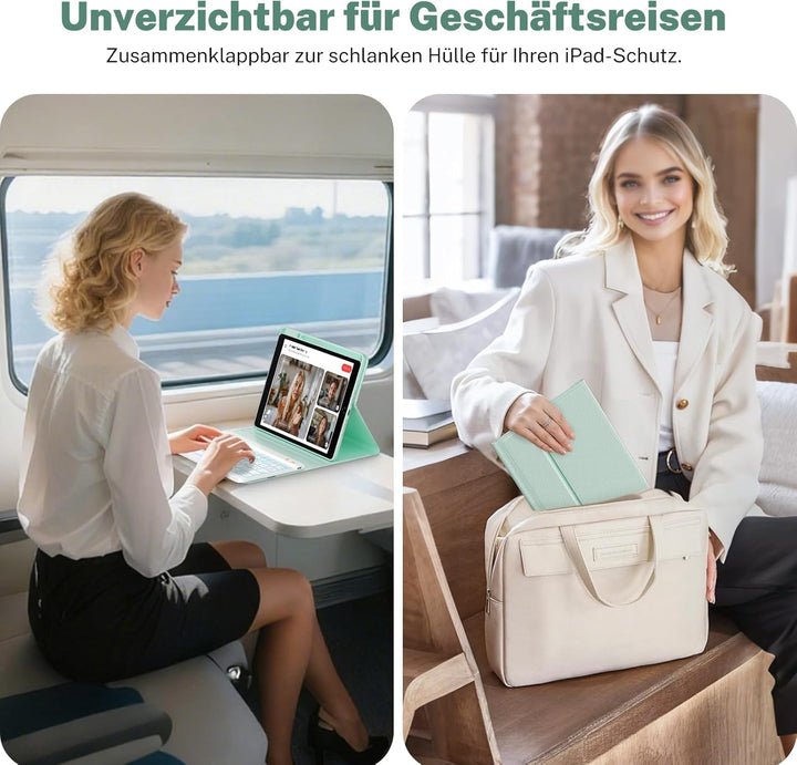 OYEEICE Hülle mit Tastatur für iPad 9/8/ 7 Generation 10,2 Zoll, Vergrösserte Anti-Falloff Tastenkap