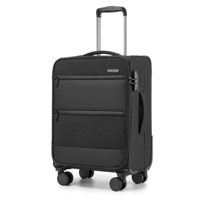 British Traveller Handgepäck Koffer Stoff, 41 Liter-Leichter Weichgepäckkoffer mit separatem Laptop-