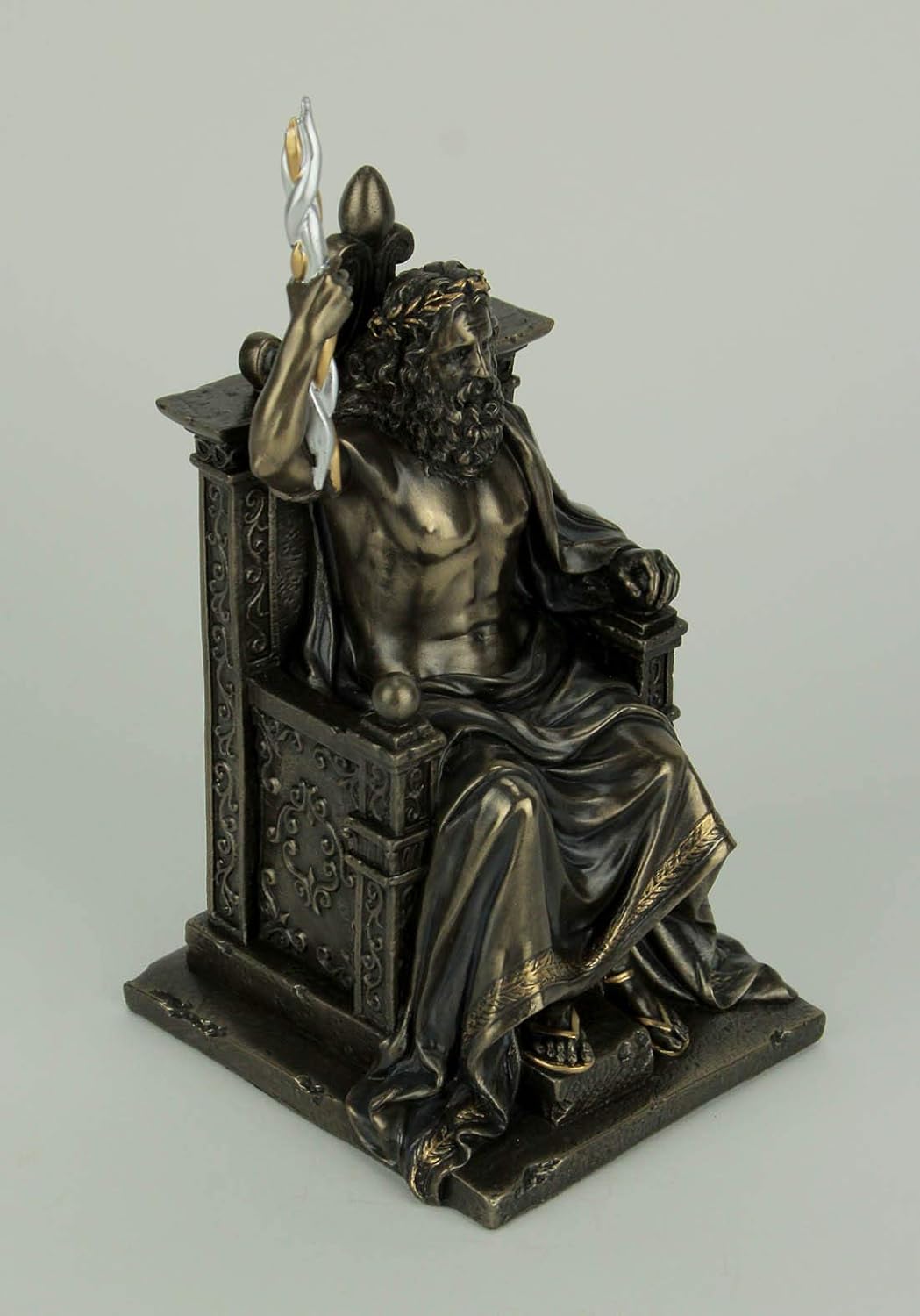 Veronese Design Olympia-Statue Zeus hält Thunderbolt auf Thron griechischer römischer Gott antikes B