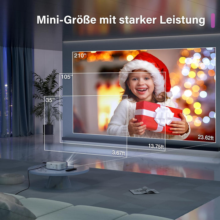 Mini Beamer, VOPLLS 15000L WiFi Bluetooth Beamer Full HD 1080P Unterstützt, Tragbar Video Projektor