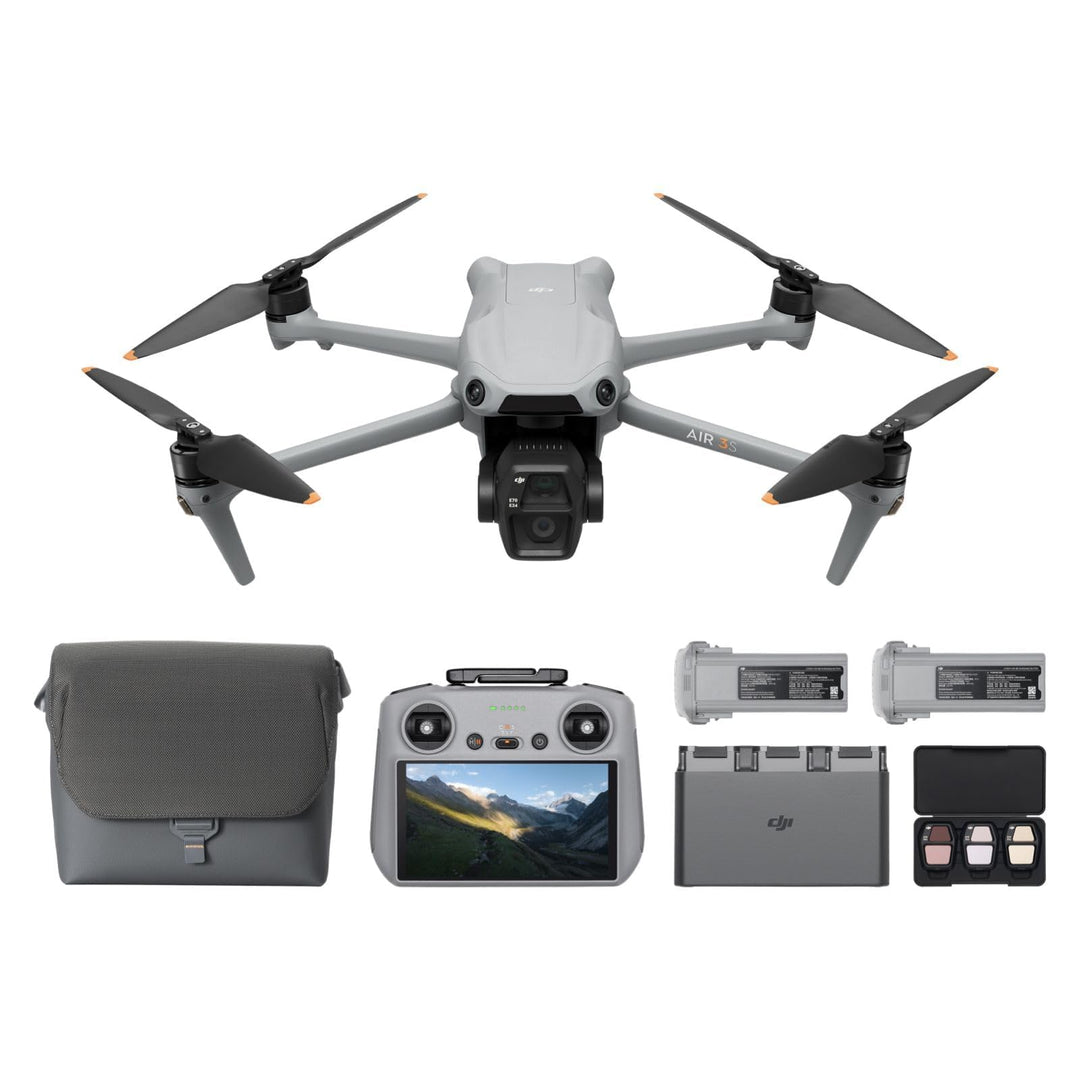 DJI Air 3S Fly More Combo (RC 2 Fernsteuerung mit Bildschirm), Drohne mit 1" CMOS Weitwinkel- & mitt