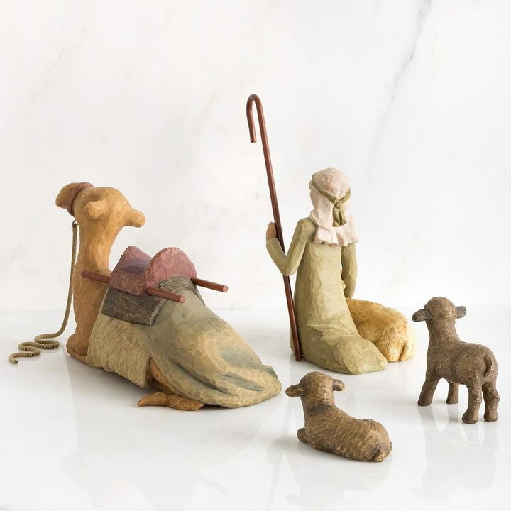 Willow Tree 26105 Figur Schäfer und Stalltiere, Braun