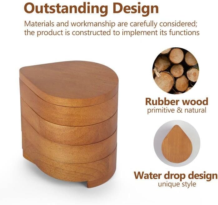 JSVER Schmuckkästchen Holz,Damen Schmuckaufbewahrung Drehbar Reise Schmuckkasten Modern Schmuckkästc