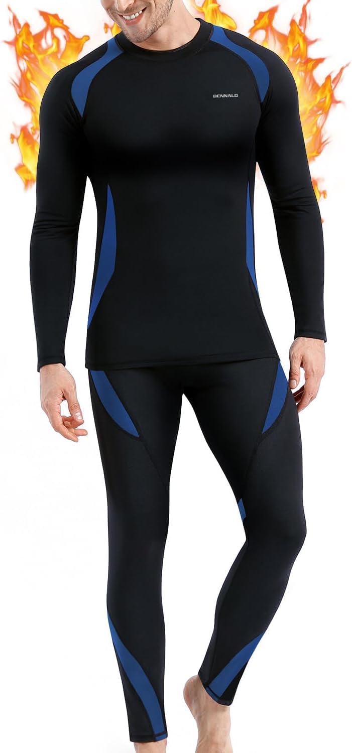 Thermounterwäsche Herren, Skiunterwäsche Winter Thermowäsche Set Funktionsunterwäsche Warm Weich Fun