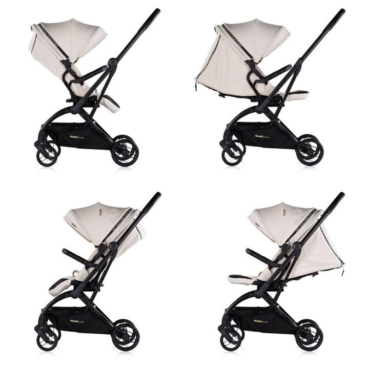 Chipolino Kinderwagen Revolut, Sitz 360 Grad drehbar, verstellbar, EVA-Reifen creme, creme