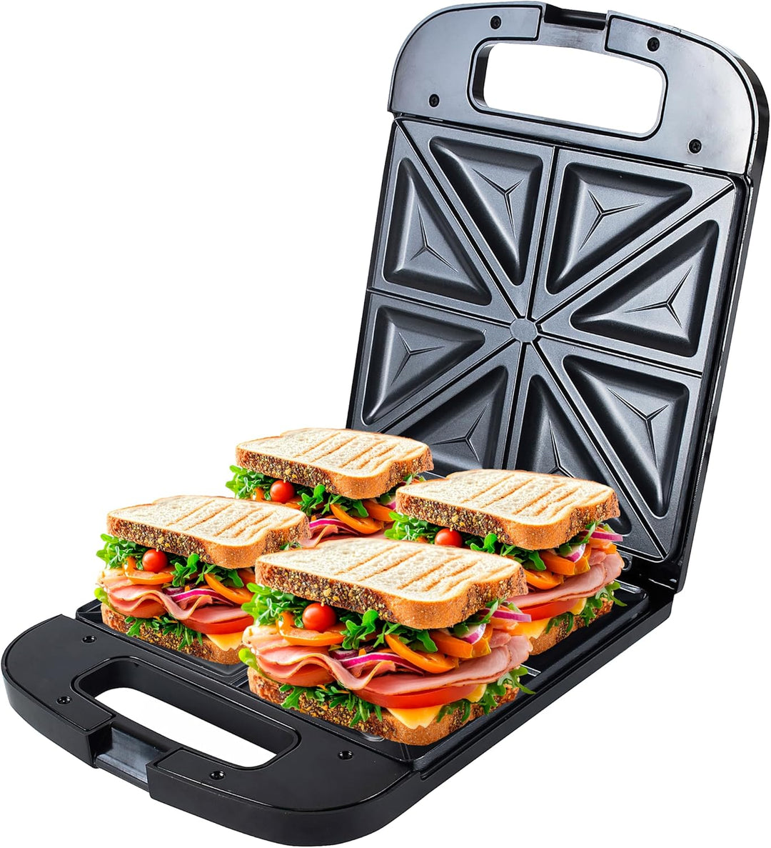 Adler AD 3055 Sandwichmaker XXL, 2000 W, Sandwichtoaster mit feuerfestem Griff, Toaster für 4 Sandwi