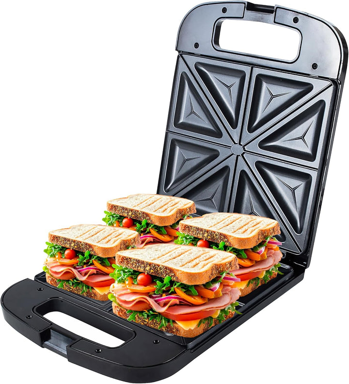 Adler AD 3055 Sandwichmaker XXL, 2000 W, Sandwichtoaster mit feuerfestem Griff, Toaster für 4 Sandwi
