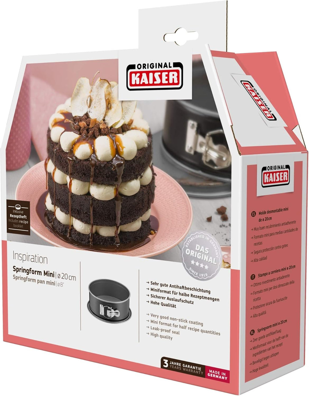 Original Kaiser Inspiration Mini Springform 20 cm rund, Flachboden, kleine Kuchenform, Backform klei