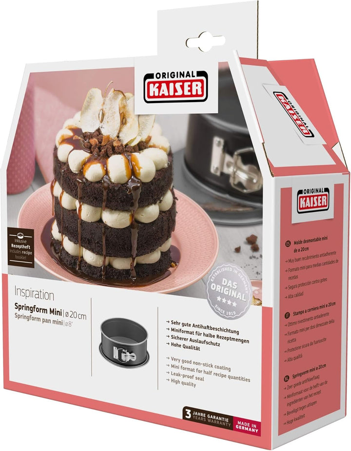 Original Kaiser Inspiration Mini Springform 20 cm rund, Flachboden, kleine Kuchenform, Backform klei