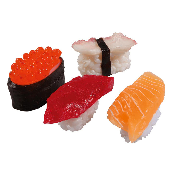 Deko-Sushi-Set 4 Stück rot/orange Dekorationsbedarf Naturgetreue Lebensmittel Attrappe - Künstliches