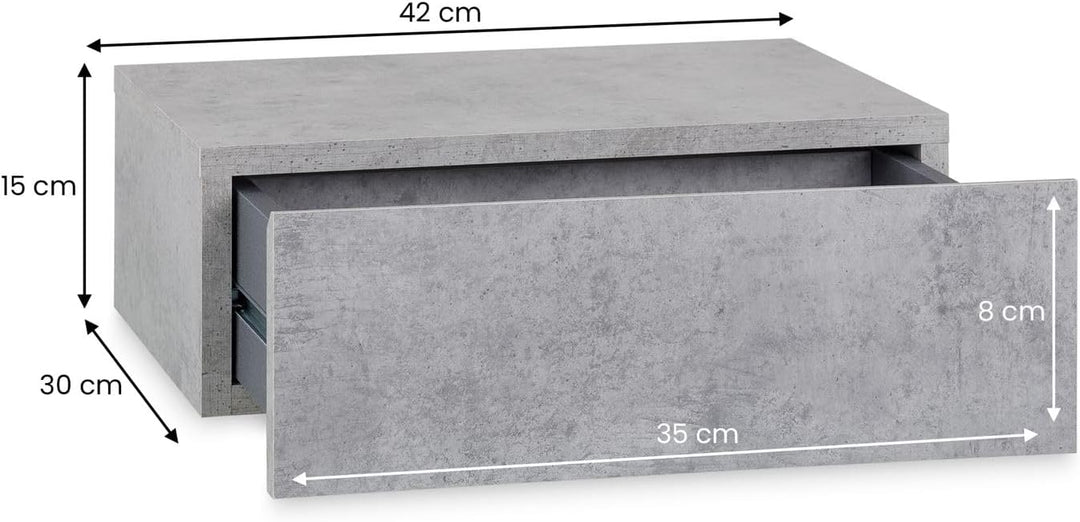 CARO-Möbel Wandregal Anne hängende Nachtkommode Wandboard Nachttisch mit 1 Schublade schwebend, grif