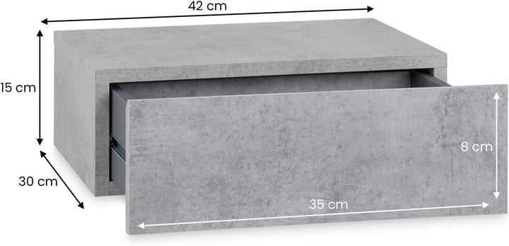 CARO-Möbel Wandregal Anne hängende Nachtkommode Wandboard Nachttisch mit 1 Schublade schwebend, grif