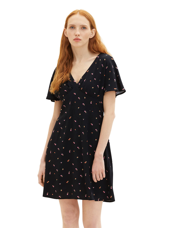 TOM TAILOR Denim Damen Sommerkleid mit Blumen XS 31950 - Small Black Flower Print, XS 31950 - Small